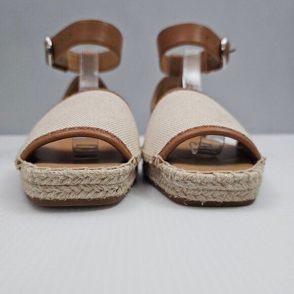 NEW Rag & Bone Anteros Sandal Womens EU 37.5 Cotton Tan Espadrille Peep Toe - Picture 7 of 14
